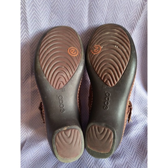 ECCO CAS CLOG BRAIDED MJ 226202 Red leather Mary Jane shoes sz. 37/7 - Picture 7 of 11